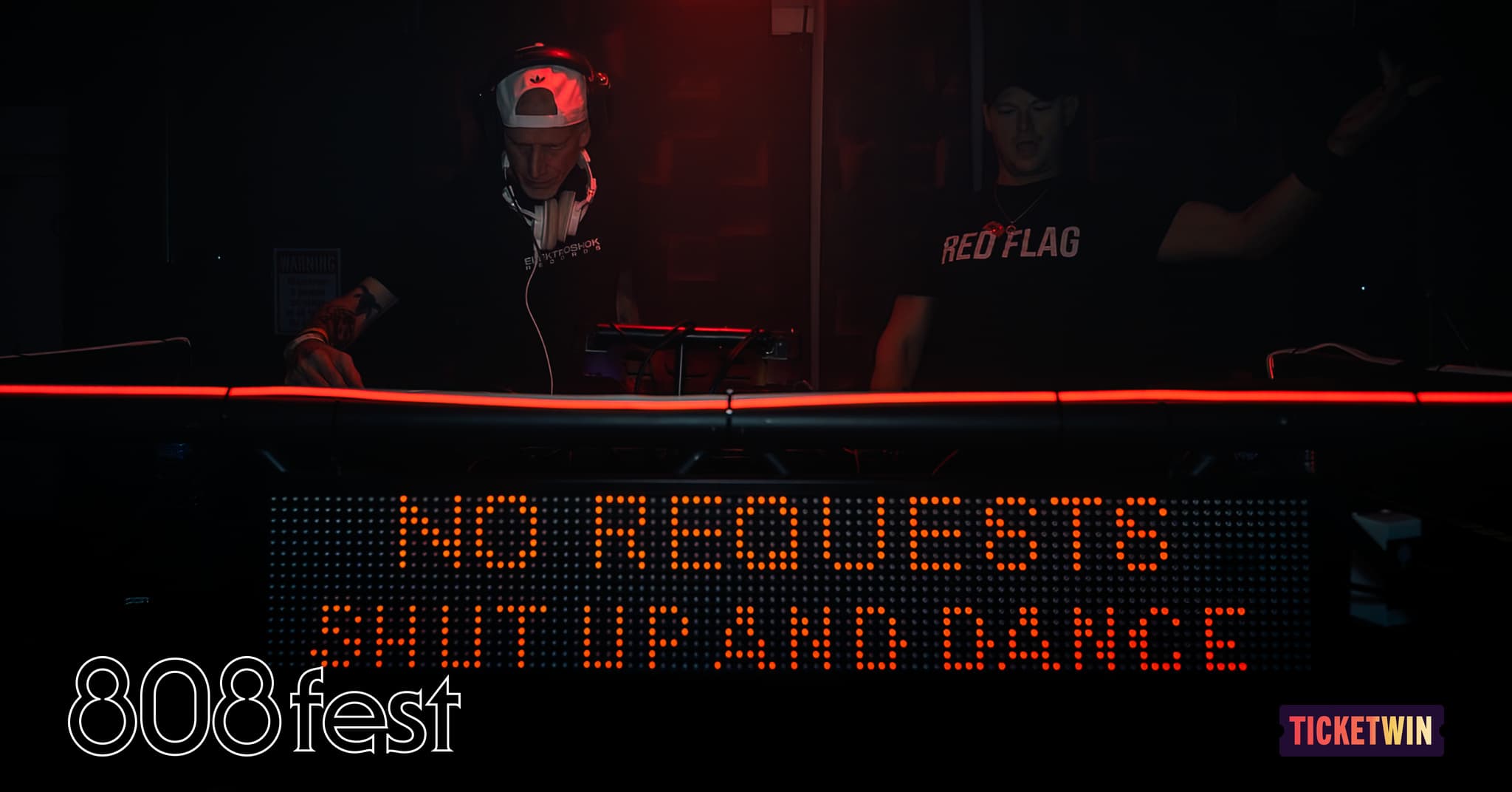The No Requests, Shut Up And Dance sign above the booth